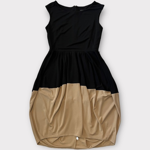 Ann Taylor Womens Bubble Hem Dress Black Beige Knee Length Sleeveless Size‎ 4P